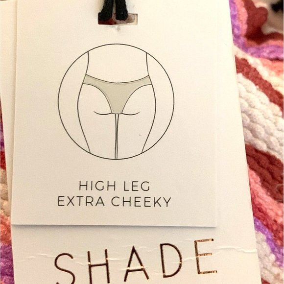 Shade & Shore Ruffle High Leg Extra Cheeky Bikini Bottom Pique Purple Size S - Picture 6 of 8